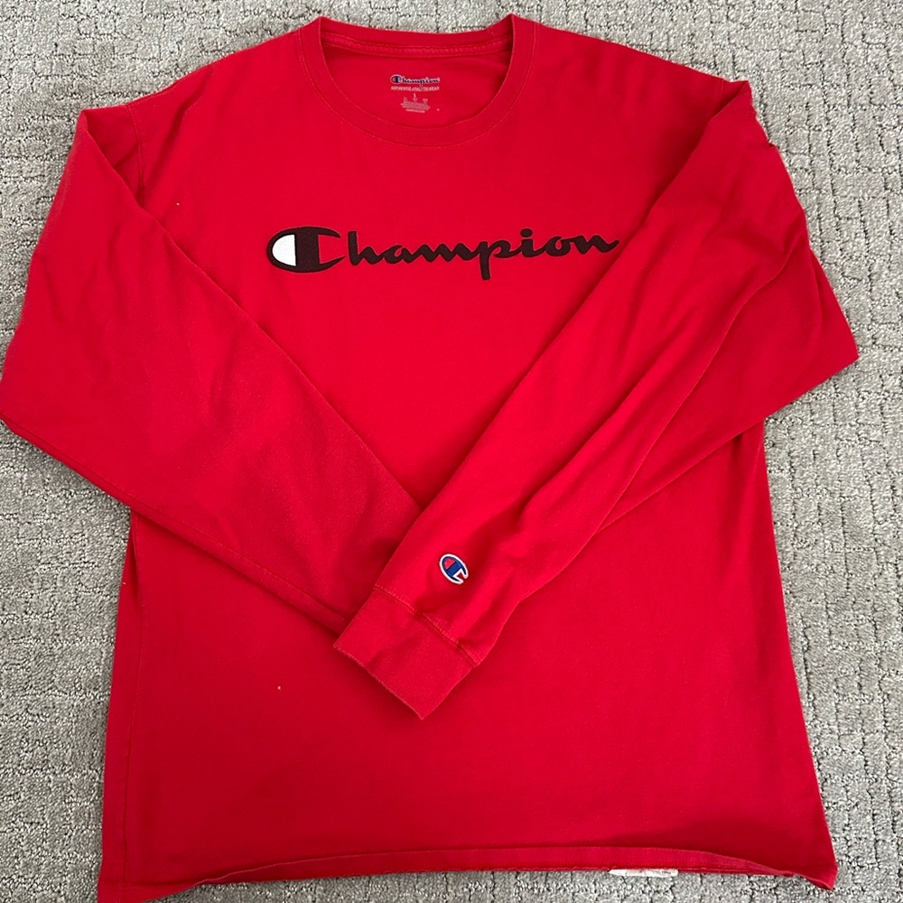 Champion Red Long Sleeve Tee